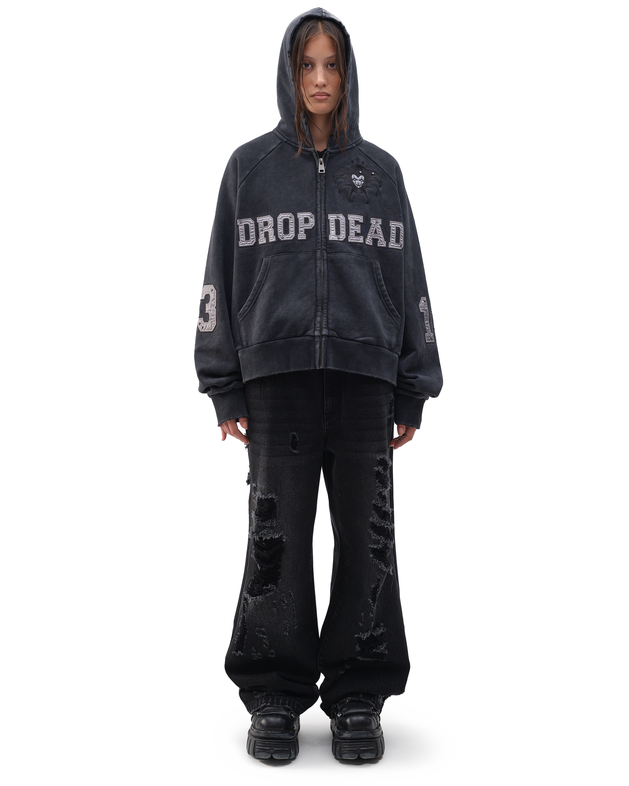 Lucky Zip-Up Hoodie – DROP DEAD CLOTHING