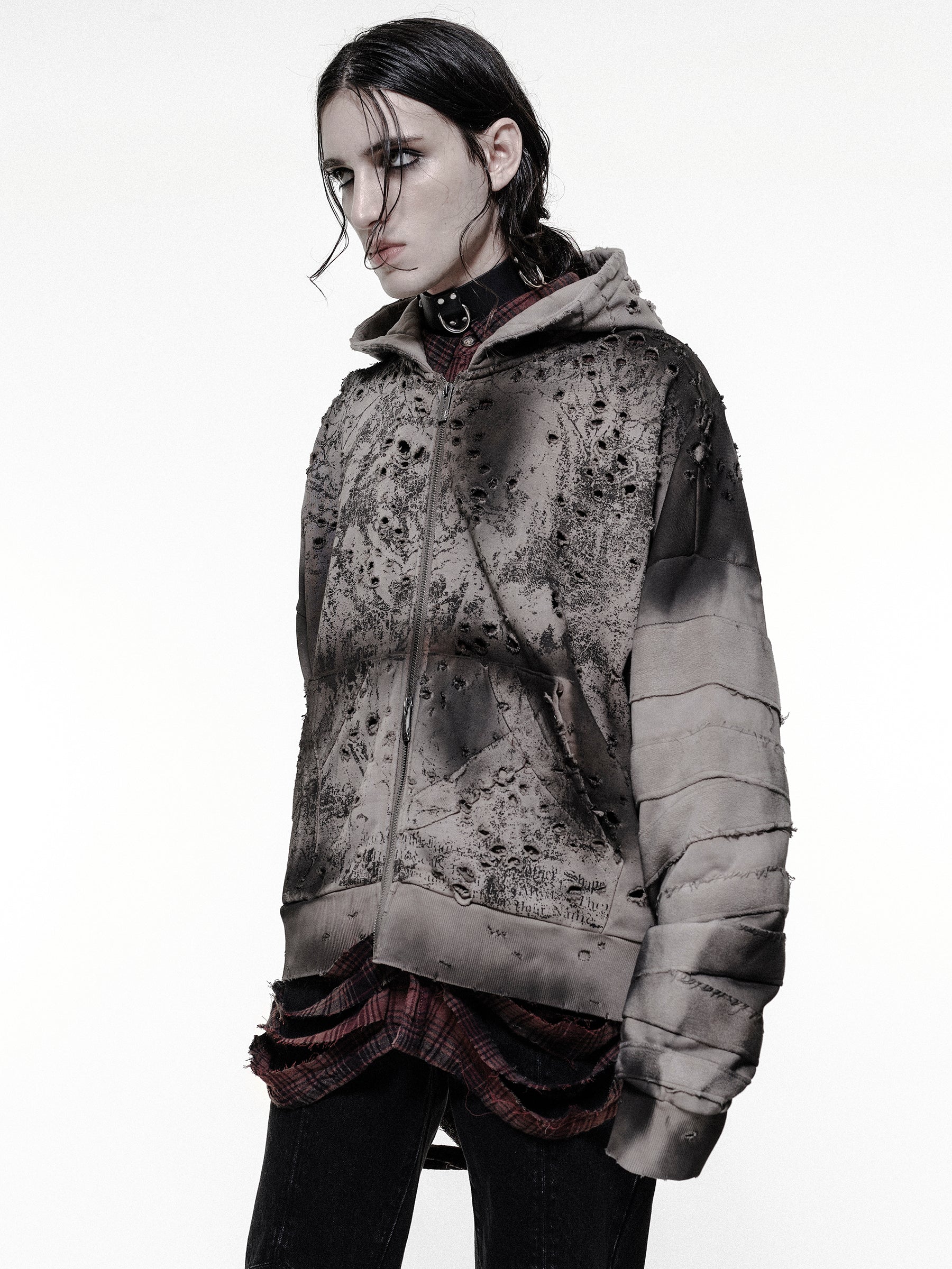 Damaged Zip-Up Hoodie – DROP DEAD CLOTHING
