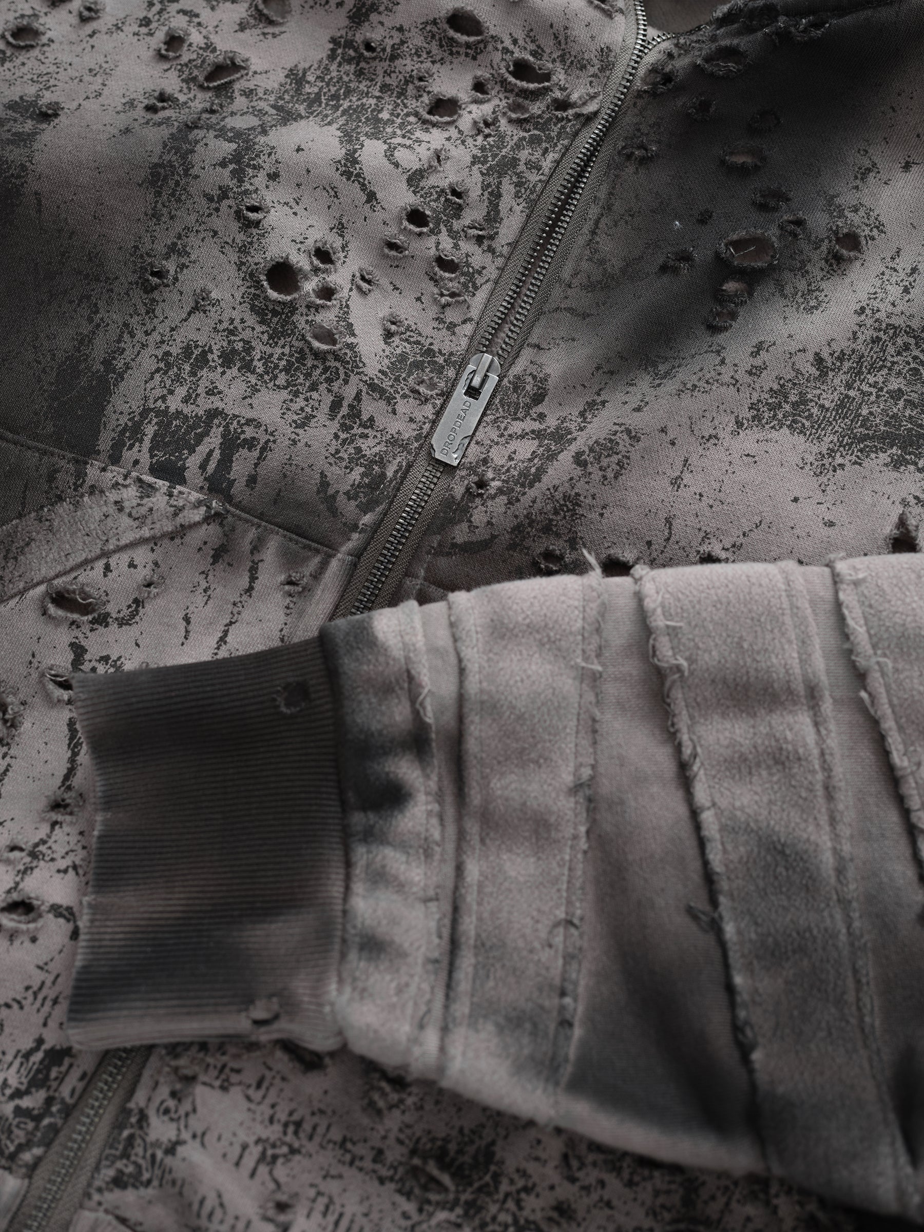 Damaged Zip-Up Hoodie – DROP DEAD CLOTHING