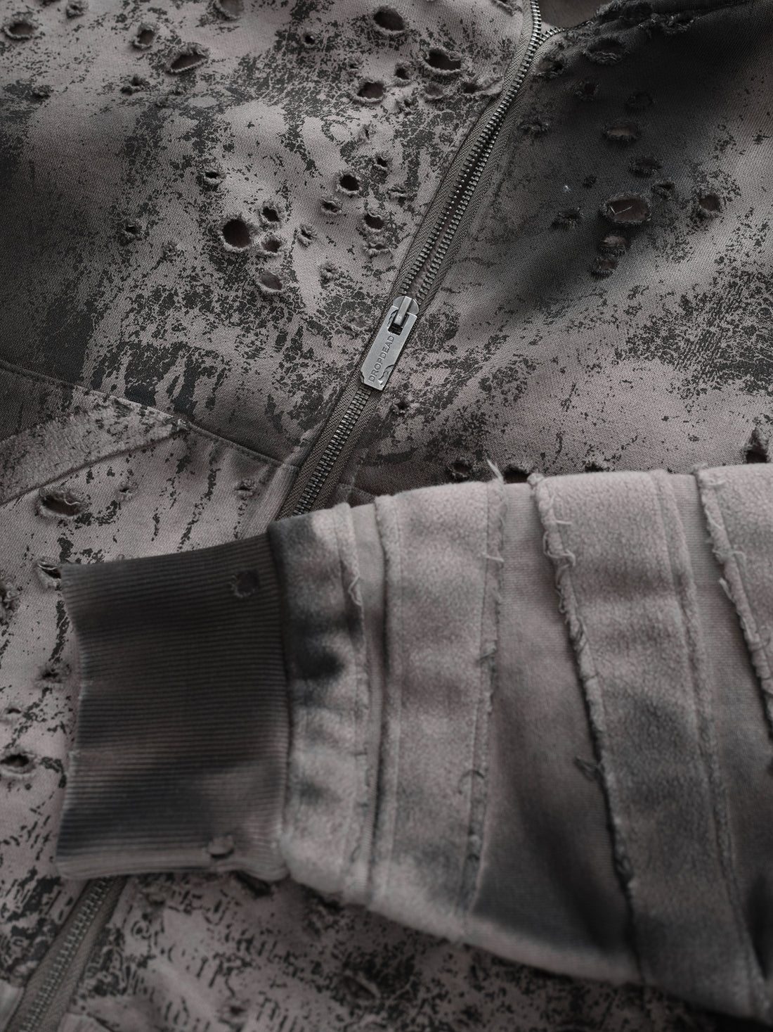 Damaged Zip-Up Hoodie