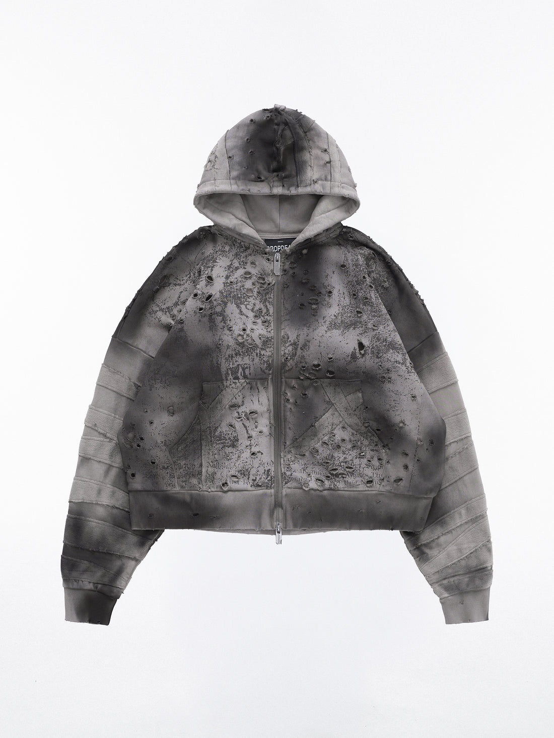 Damaged Zip-Up Hoodie