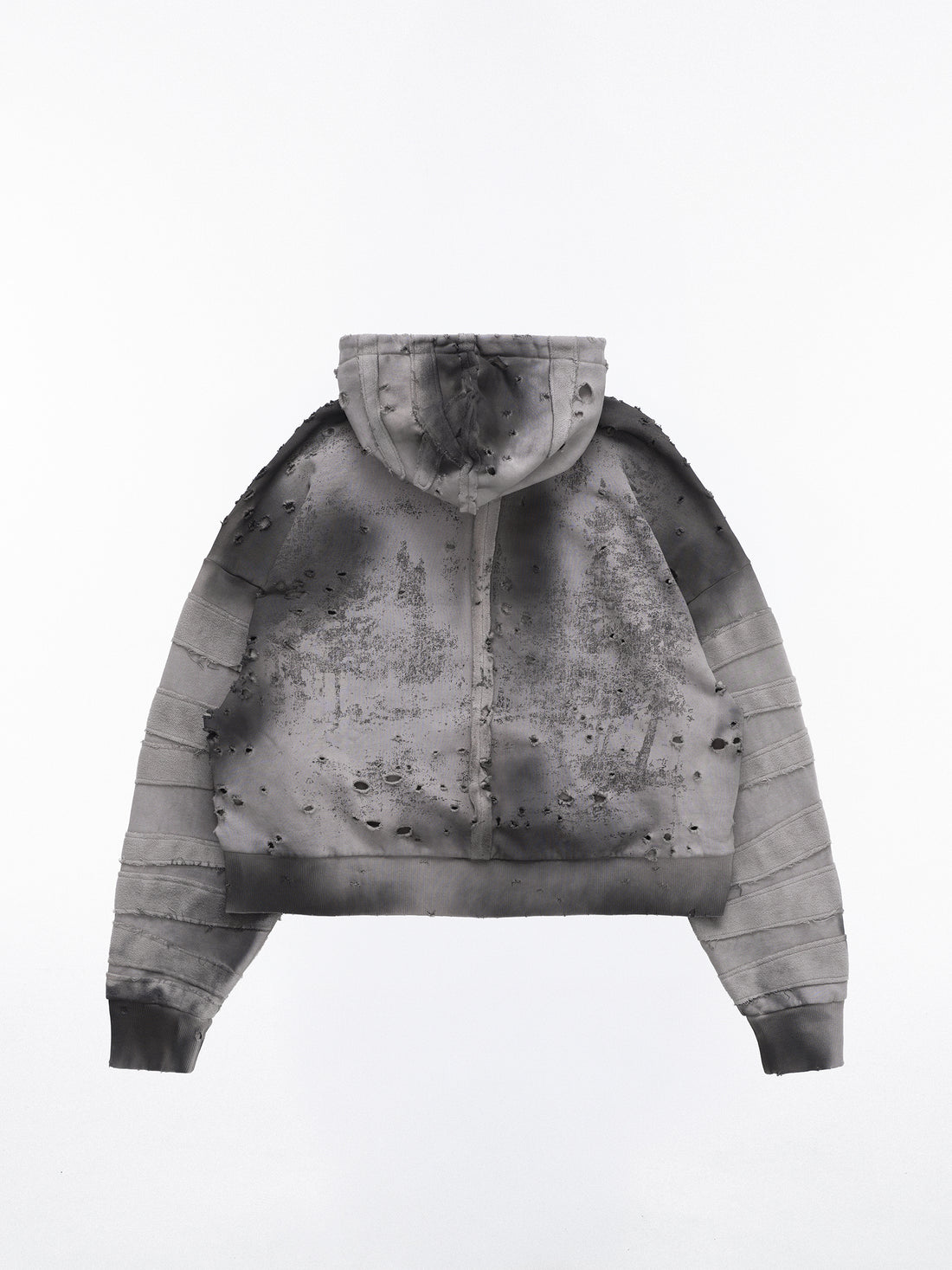 Damaged Zip-Up Hoodie